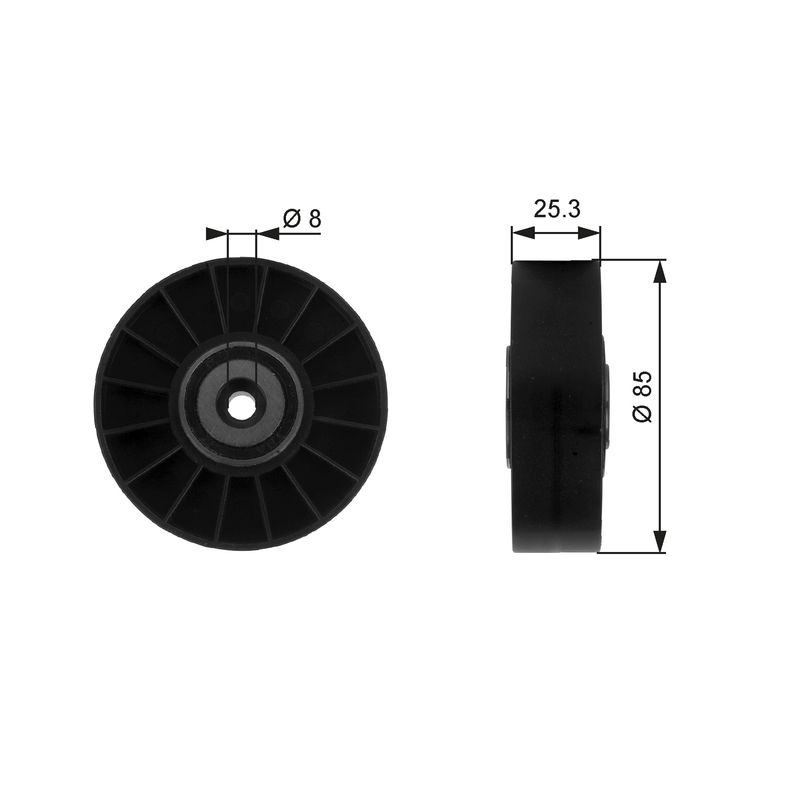 GATES T38093 Deflection/Guide Pulley, V-ribbed belt
