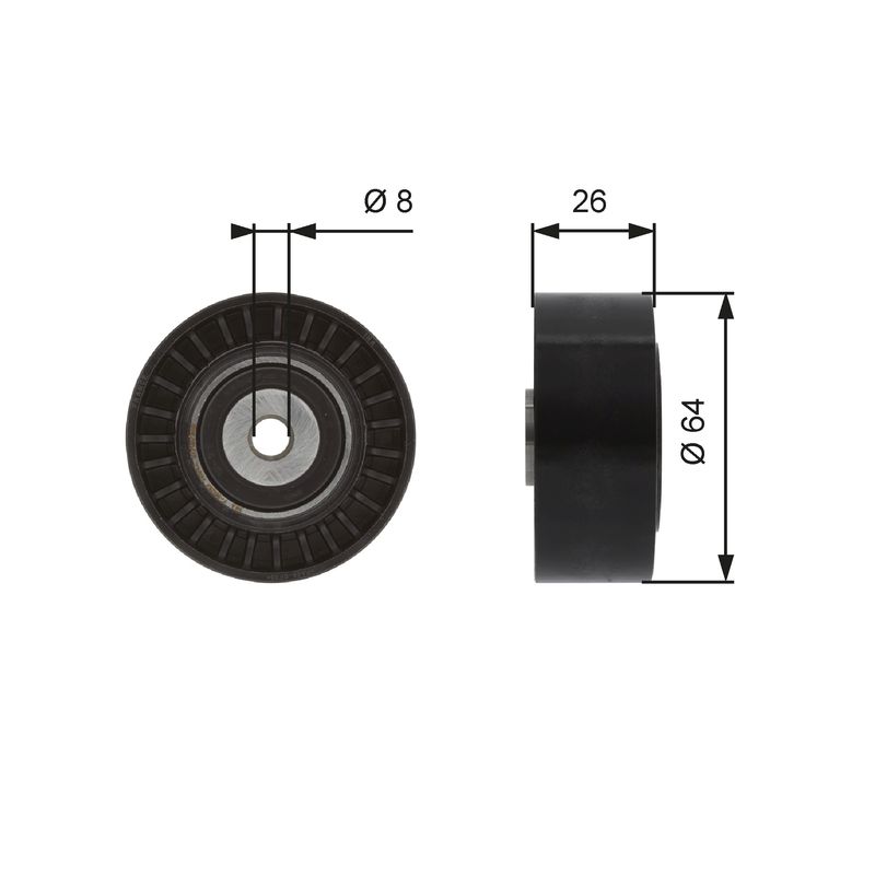 GATES T38094 Deflection/Guide Pulley, V-ribbed belt