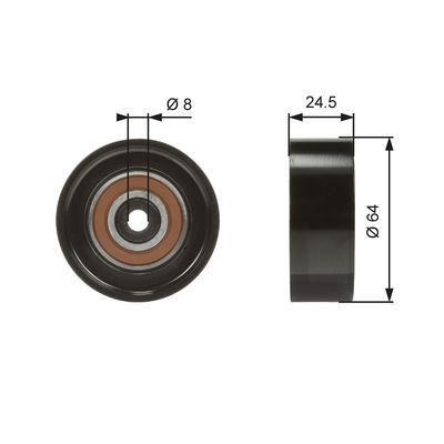 Deflection/Guide Pulley, V-ribbed belt GATES T38097