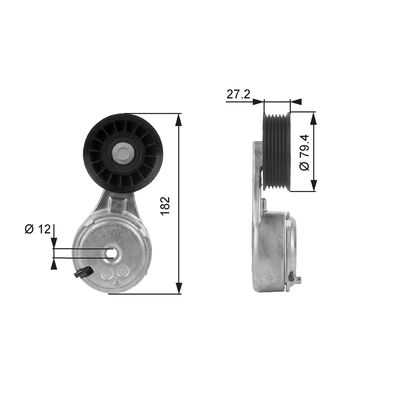 Belt Tensioner, V-ribbed belt GATES T38104