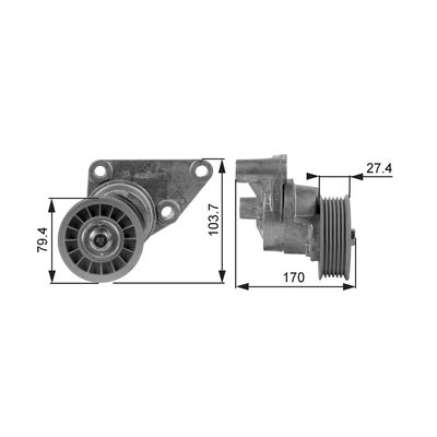 Belt Tensioner, V-ribbed belt GATES T38158