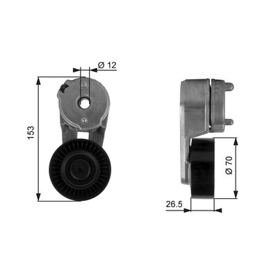 Belt Tensioner, V-ribbed belt GATES T38163