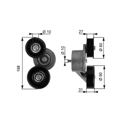 Belt Tensioner, V-ribbed belt GATES T38167