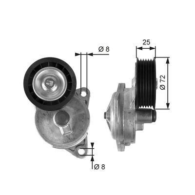 Belt Tensioner, V-ribbed belt GATES T38188