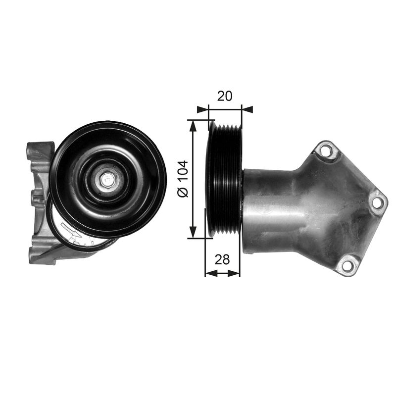 GATES T38202 Belt Tensioner, V-ribbed belt