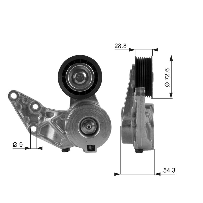 GATES T38208 Belt Tensioner, V-ribbed belt