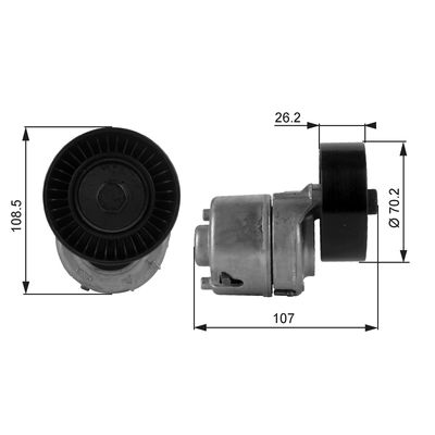 Belt Tensioner, V-ribbed belt GATES T38215