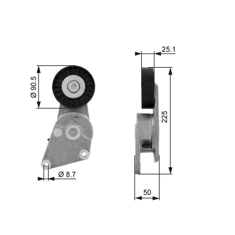 GATES T38234 Belt Tensioner, V-ribbed belt