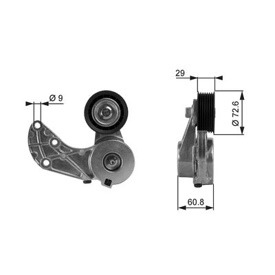 Belt Tensioner, V-ribbed belt GATES T38317