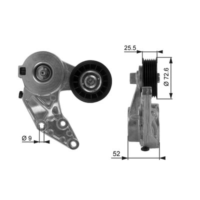 Belt Tensioner, V-ribbed belt GATES T38377