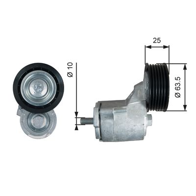 Belt Tensioner, V-ribbed belt GATES T38414