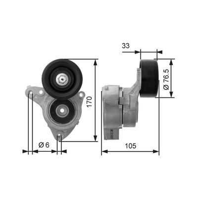 Belt Tensioner, V-ribbed belt GATES T38421