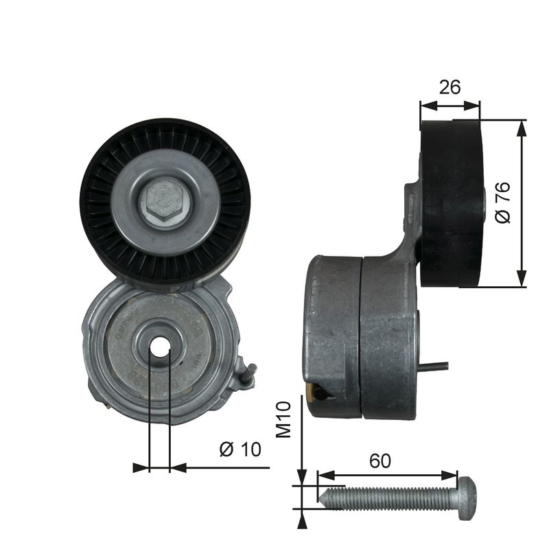 GATES T38423 Belt Tensioner, V-ribbed belt