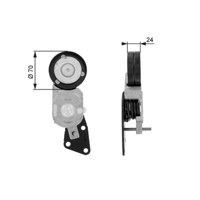 Belt Tensioner, V-ribbed belt GATES T38426
