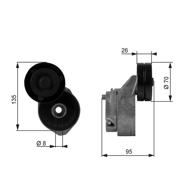 GATES T38430 Belt Tensioner, V-ribbed belt