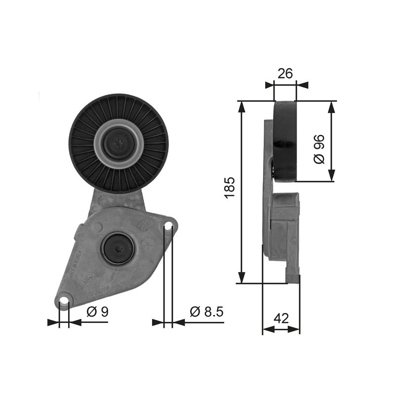 GATES T38464 Belt Tensioner, V-ribbed belt