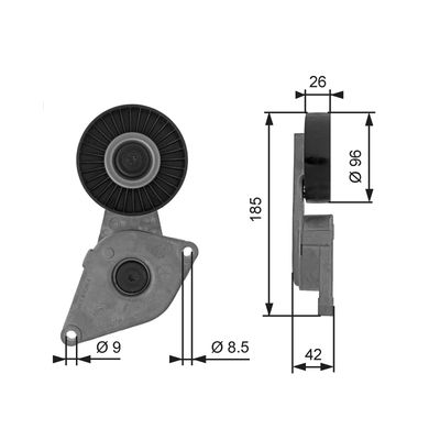 Belt Tensioner, V-ribbed belt GATES T38464