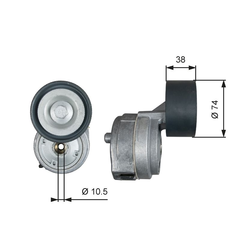 GATES T38600 Belt Tensioner, V-ribbed belt