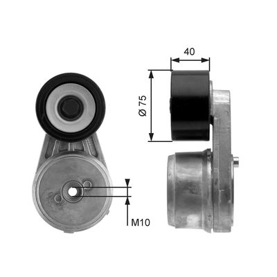 Belt Tensioner, V-ribbed belt GATES T38647
