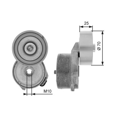 Belt Tensioner, V-ribbed belt GATES T38656