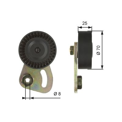 Tensioner Pulley, V-ribbed belt GATES T39019