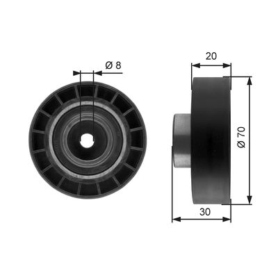 Tensioner Pulley, V-ribbed belt GATES T39059