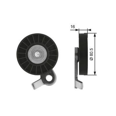 Tensioner Pulley, V-ribbed belt GATES T39060