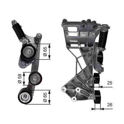 Belt Tensioner, V-ribbed belt GATES T39136