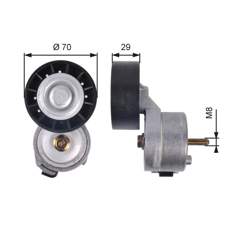 GATES T39139 Belt Tensioner, V-ribbed belt