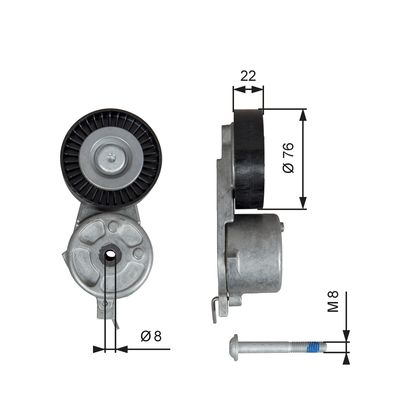 Belt Tensioner, V-ribbed belt GATES T39141