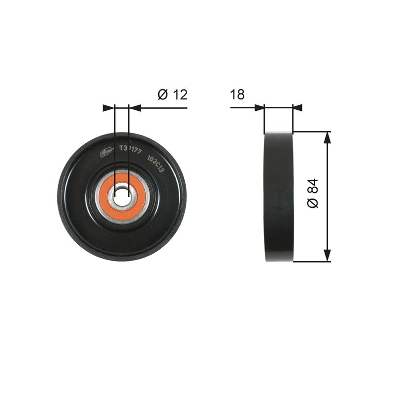 GATES T39177 Tensioner Pulley, V-ribbed belt