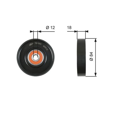 Tensioner Pulley, V-ribbed belt GATES T39177