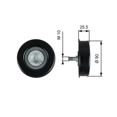 Tensioner Pulley, V-ribbed belt GATES T39362
