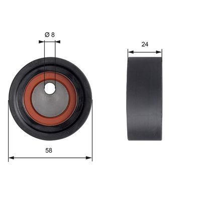 Tensioner Pulley, timing belt GATES T41064