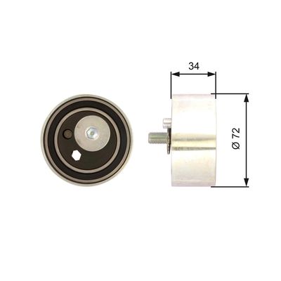 Tensioner Pulley, timing belt GATES T41095