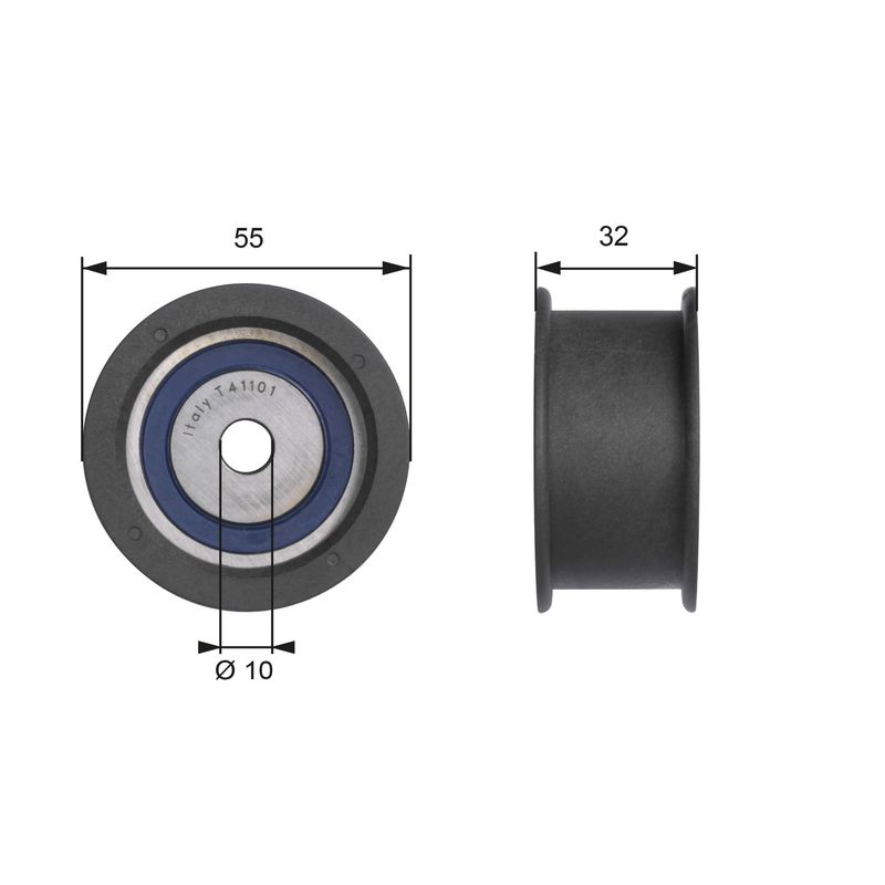 GATES T41101 Deflection/Guide Pulley, timing belt
