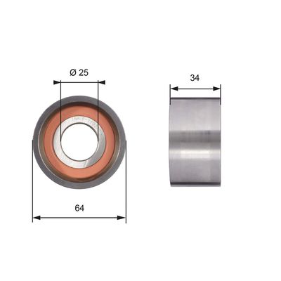 Tensioner Pulley, timing belt GATES T41234