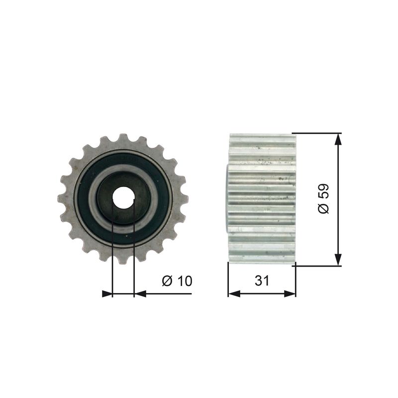 GATES T41236 Deflection/Guide Pulley, timing belt