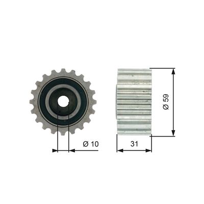 Deflection/Guide Pulley, timing belt GATES T41236