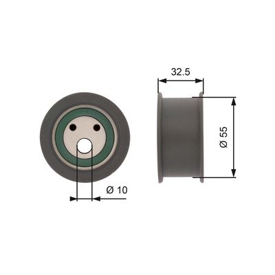 Tensioner Pulley, timing belt GATES T42041A
