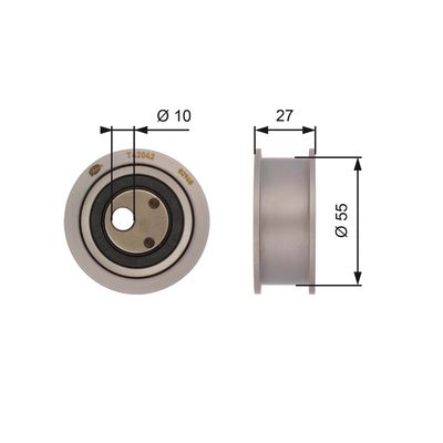 Tensioner Pulley, timing belt GATES T42042
