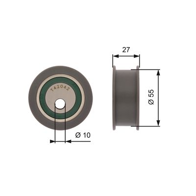 Tensioner Pulley, timing belt GATES T42042A