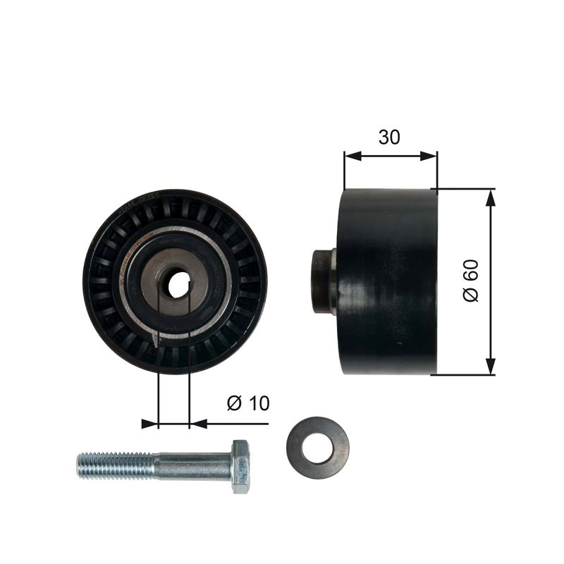 GATES T42065 Deflection/Guide Pulley, timing belt