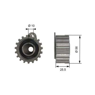 Tensioner Pulley, timing belt GATES T42073