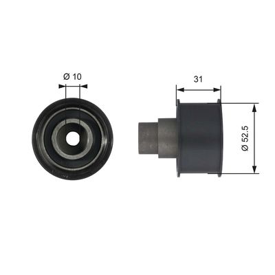 Deflection/Guide Pulley, timing belt GATES T42080