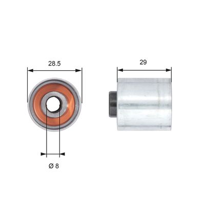 Deflection Pulley/Guide Pulley, timing belt GATES T42148