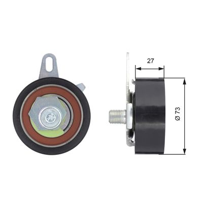 Tensioner Pulley, timing belt GATES T43036