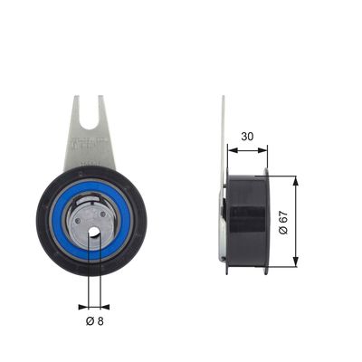 Tensioner Pulley, timing belt GATES T43041