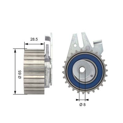 Tensioner Pulley, timing belt GATES T43044