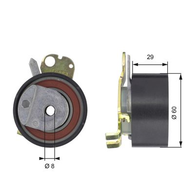 Tensioner Pulley, timing belt GATES T43051